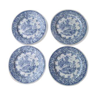 Set of 4 dessert plates in earthenware " English Style "