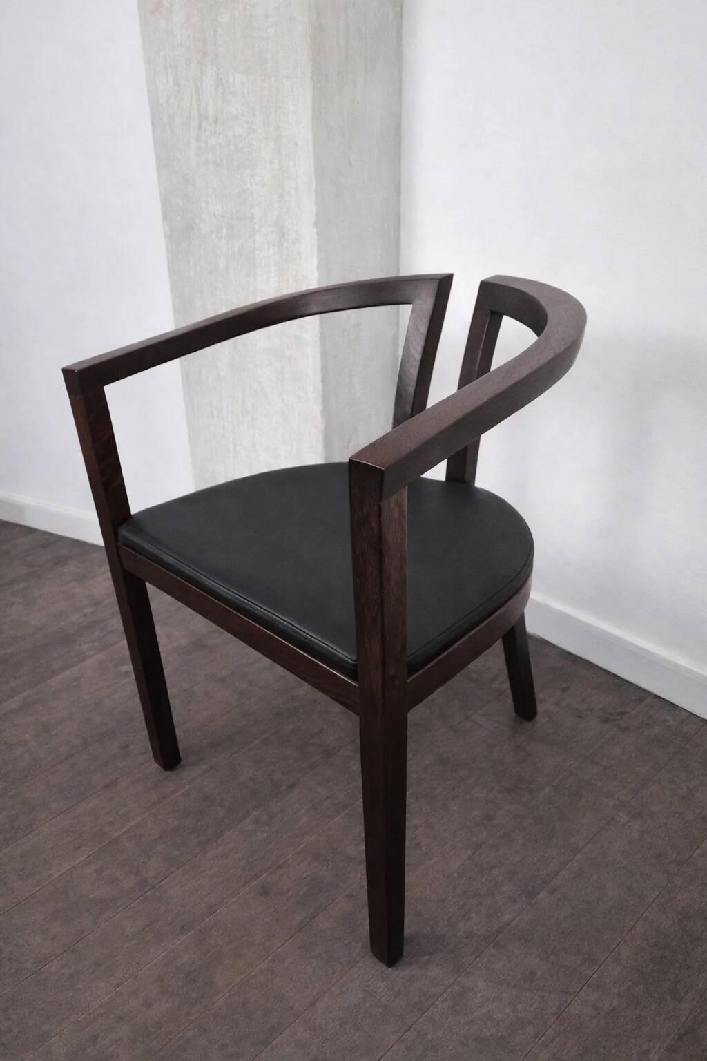 Armchair with armrests in rosewood and faux leather, Denmark, 1960.