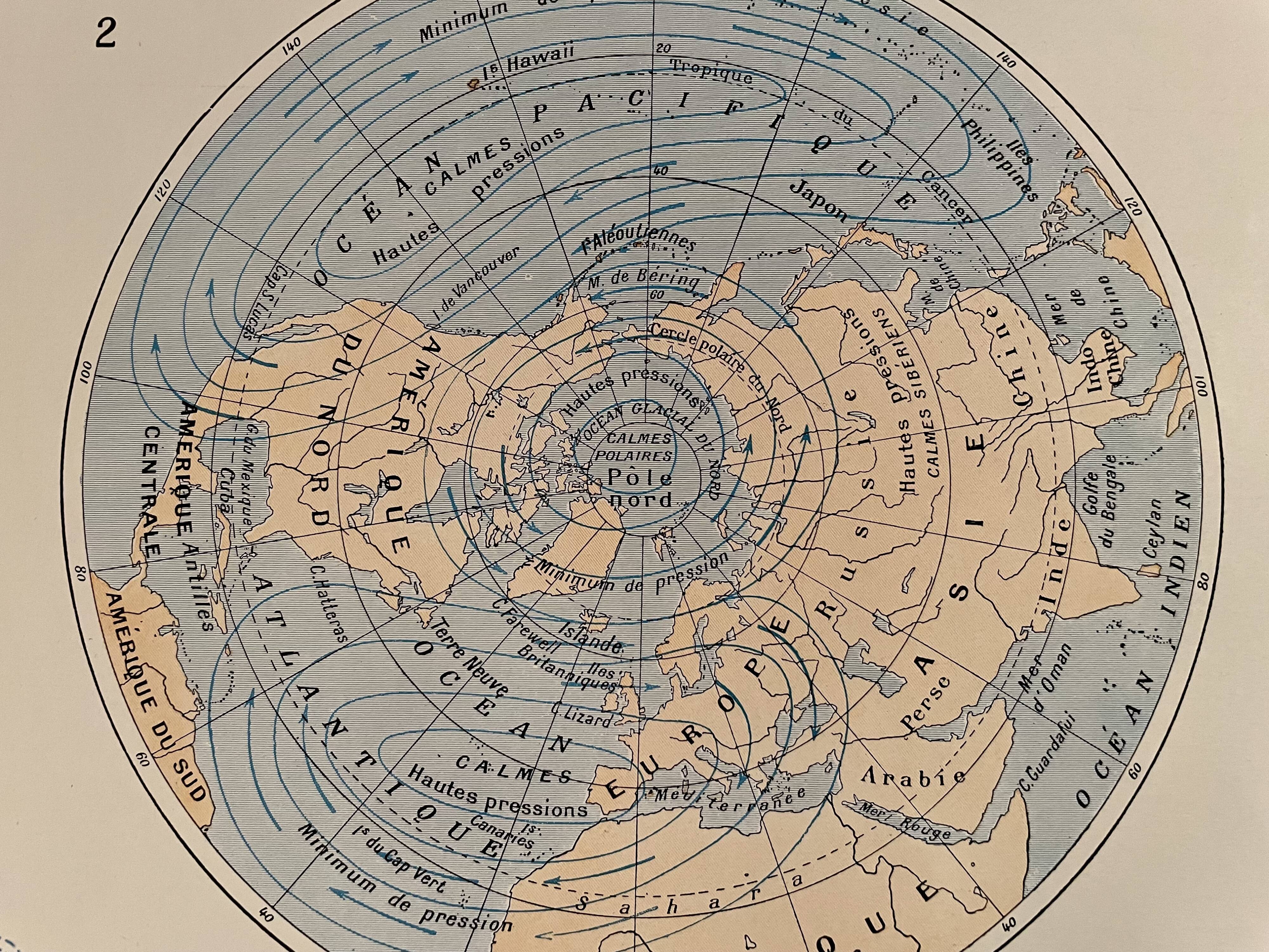 Lithographie sur les courants marins de 1928