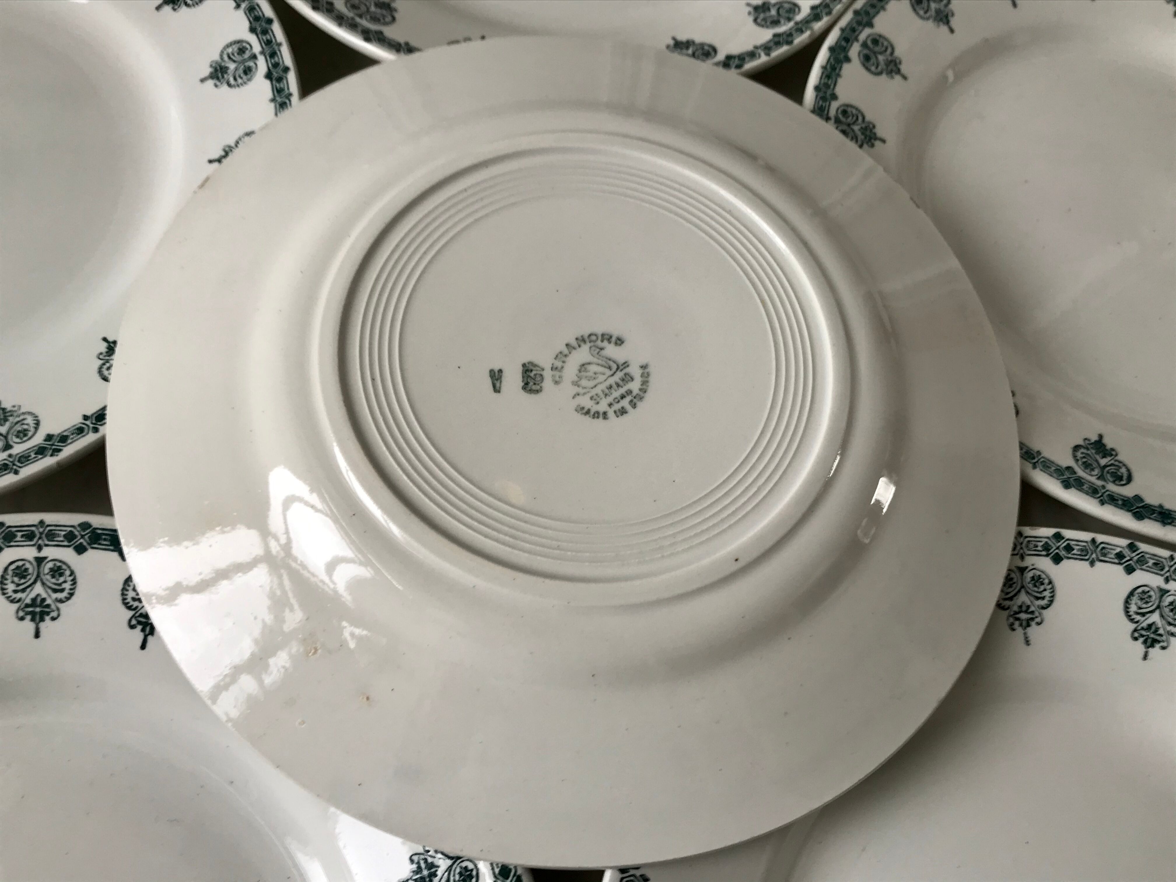 Set of 5 flat plates Terre de Fer Saint-Amand late nineteenth