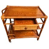 Rattan serving trolley