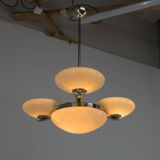 Art Deco Nickel-plating Chandelier, 1930s, Restored