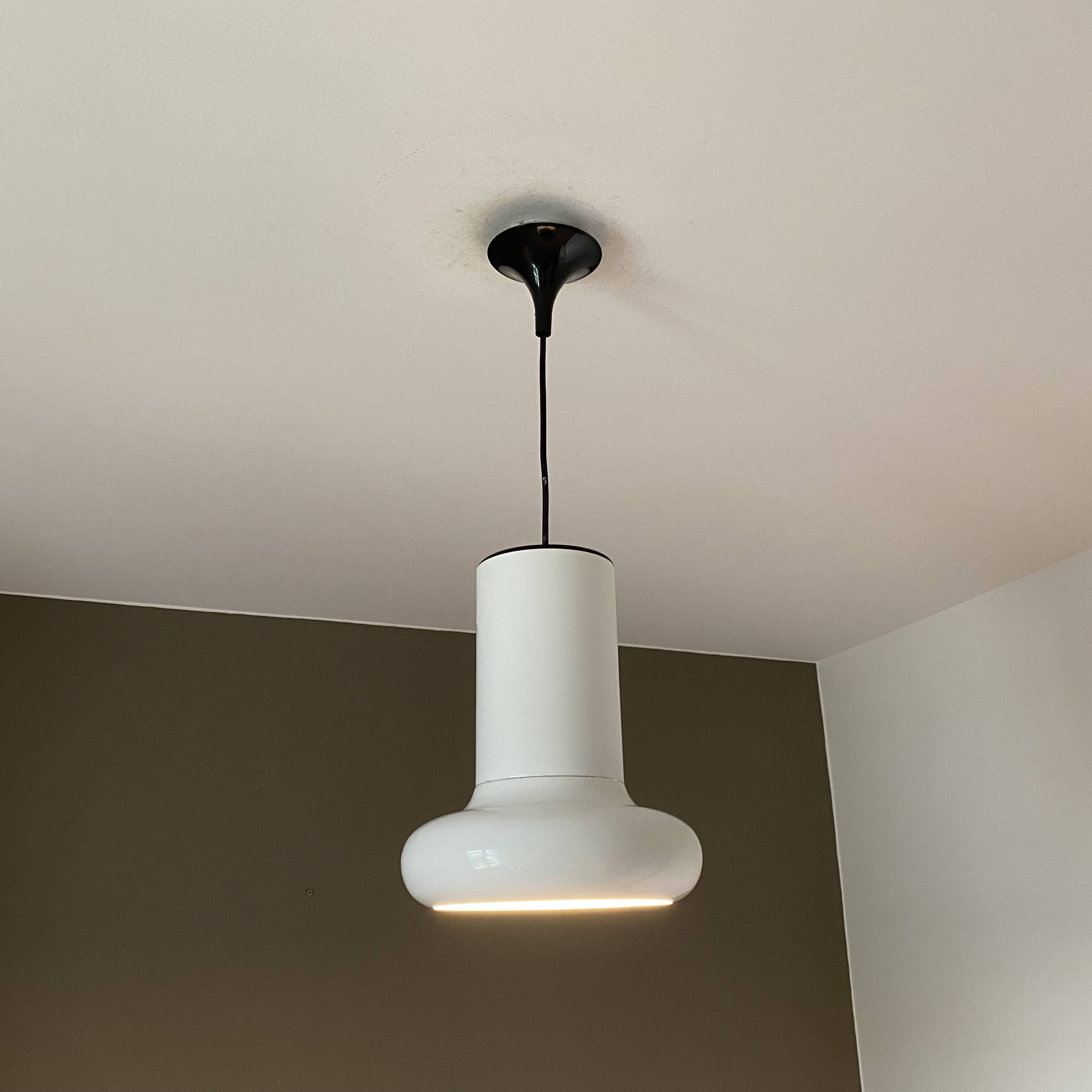 Set of 2 lita pendant lights. 1970. White