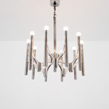 Orbit chandelier in metal and white from Sciolari 1970s