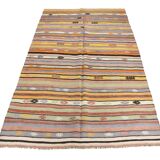 Tapis bohème multicolor en laine, charme artisanal d’Anatolie, 138x226Cm