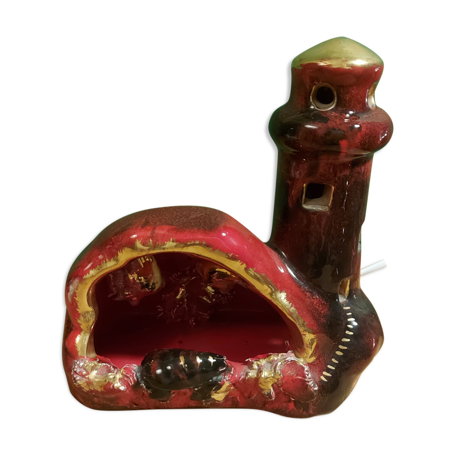 Vintage ceramic lamp in the shape of a lighthouse, Vallauris