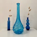 Blue Empoli decanter with bubble relief