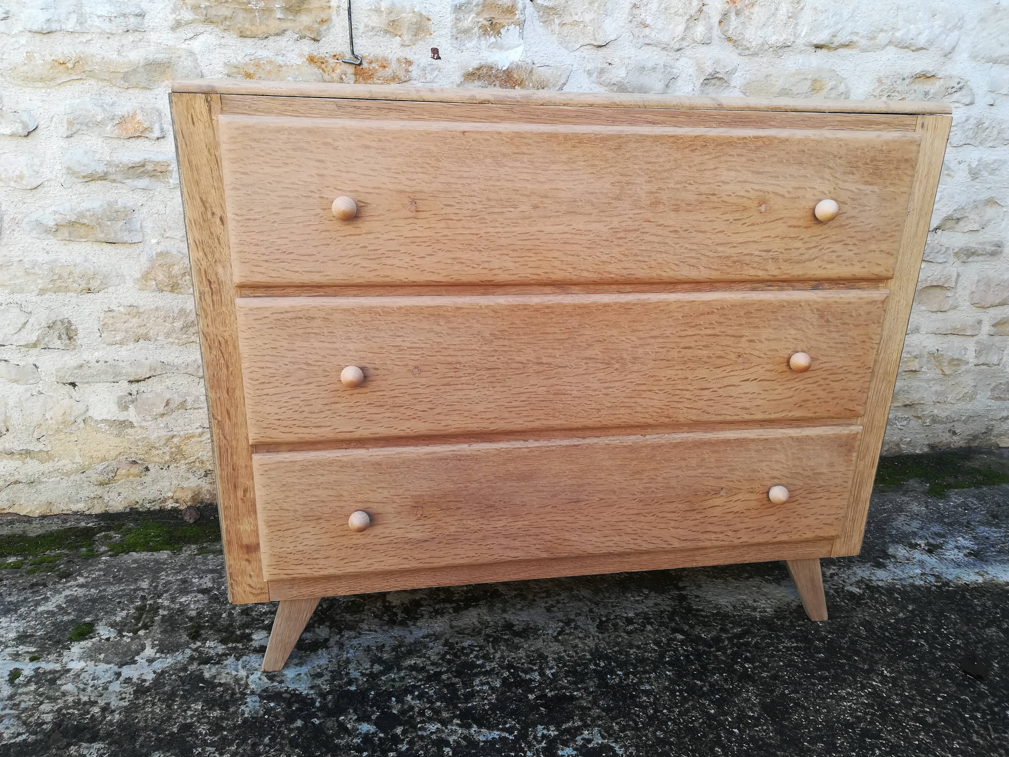 Vintage raw oak chest of drawers