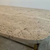 Travertine and wood coffee table from the 60s-70s