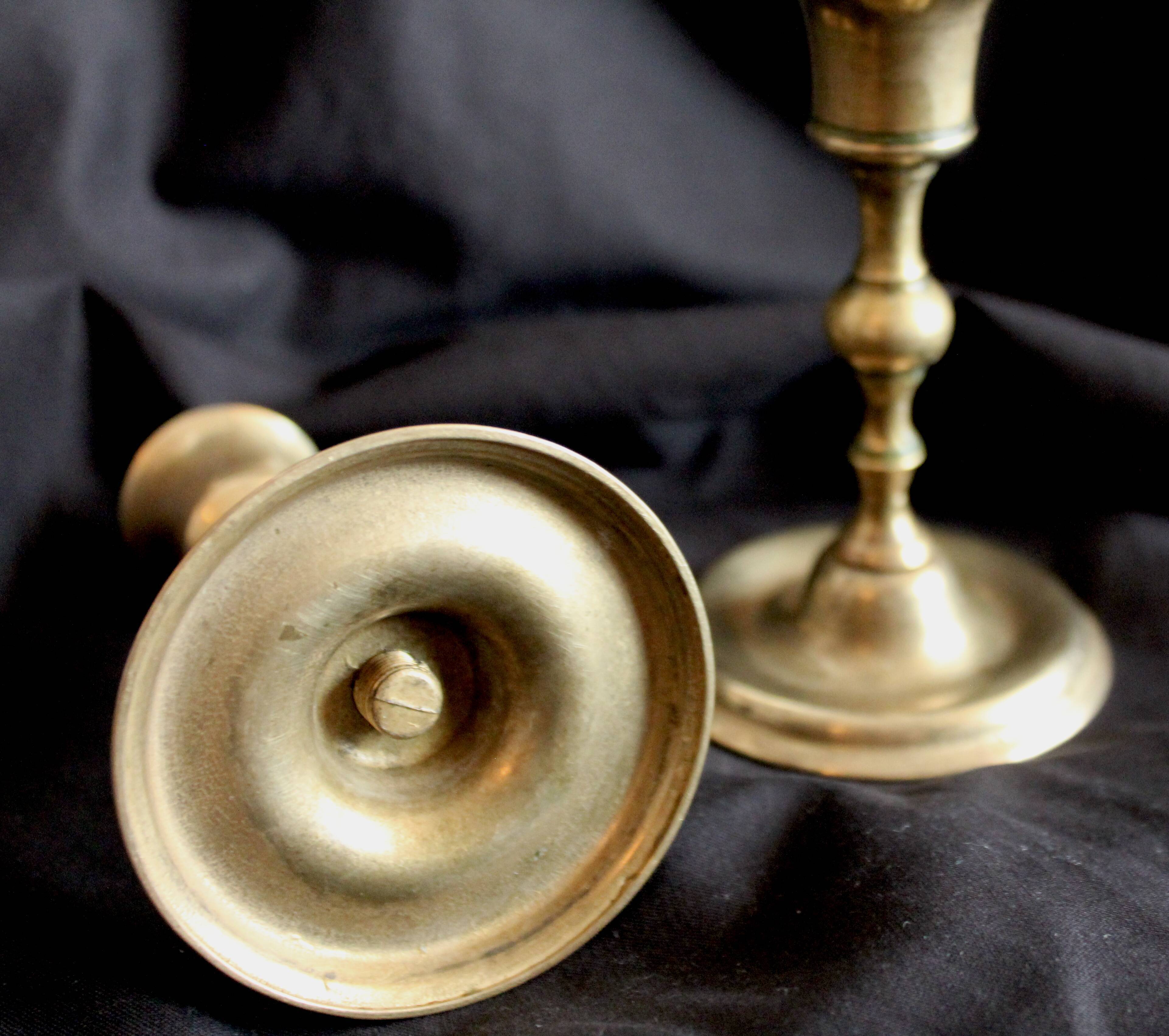 Pair of brass candle holders