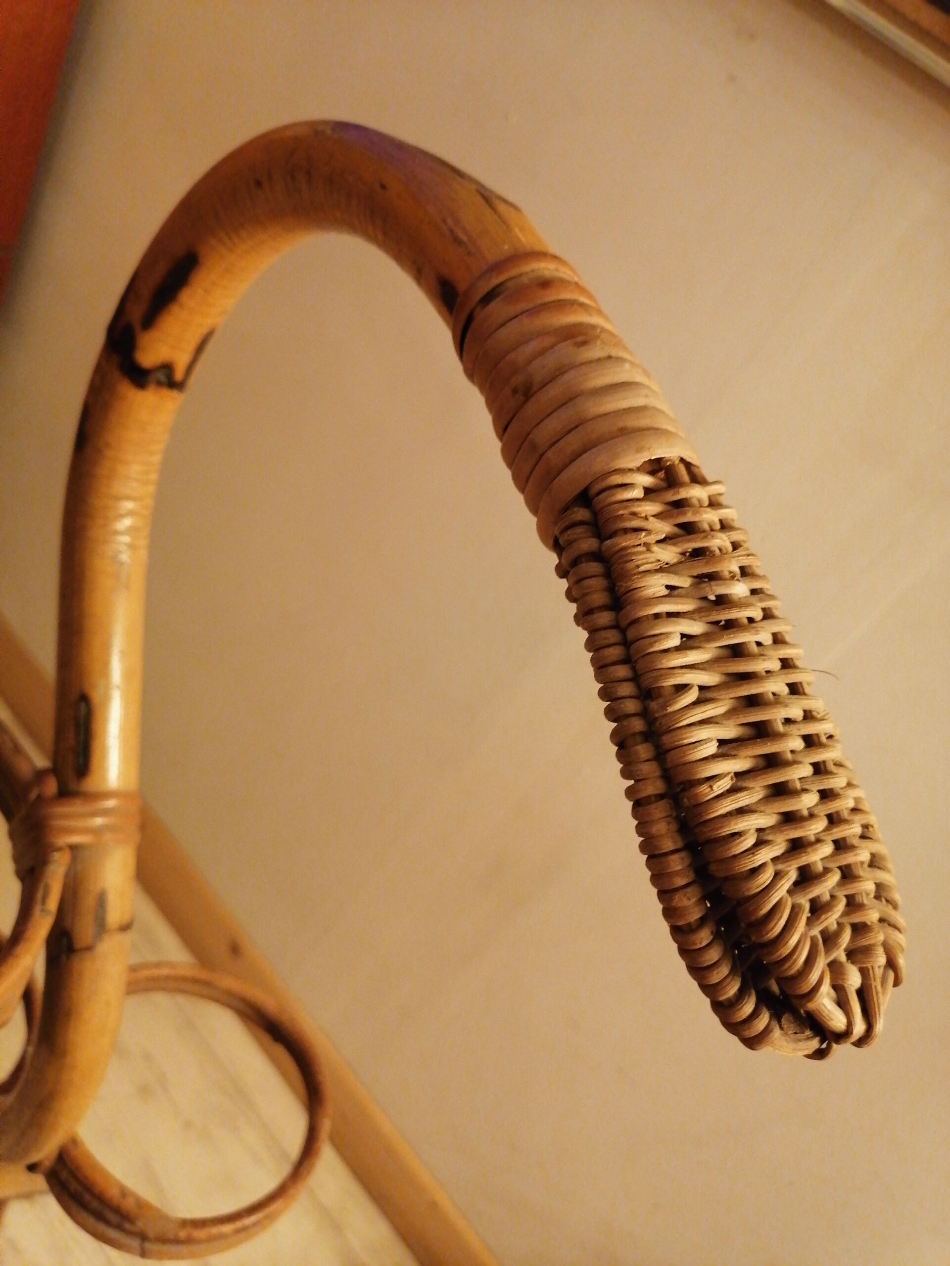 Plant holder bamboo rattan snake vintage