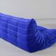 Togo three-seat sofa in blue velvet by Michel Ducaroy for Ligne Roset