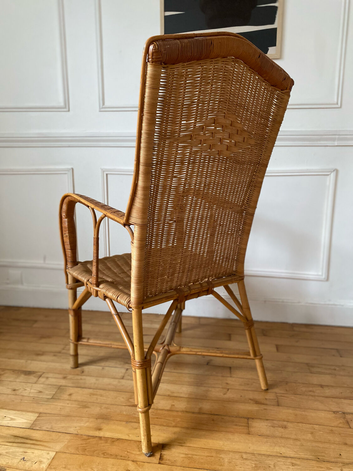 Vintage adult rattan armchair