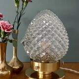 Vintage globe table lamp in diamond-point glass