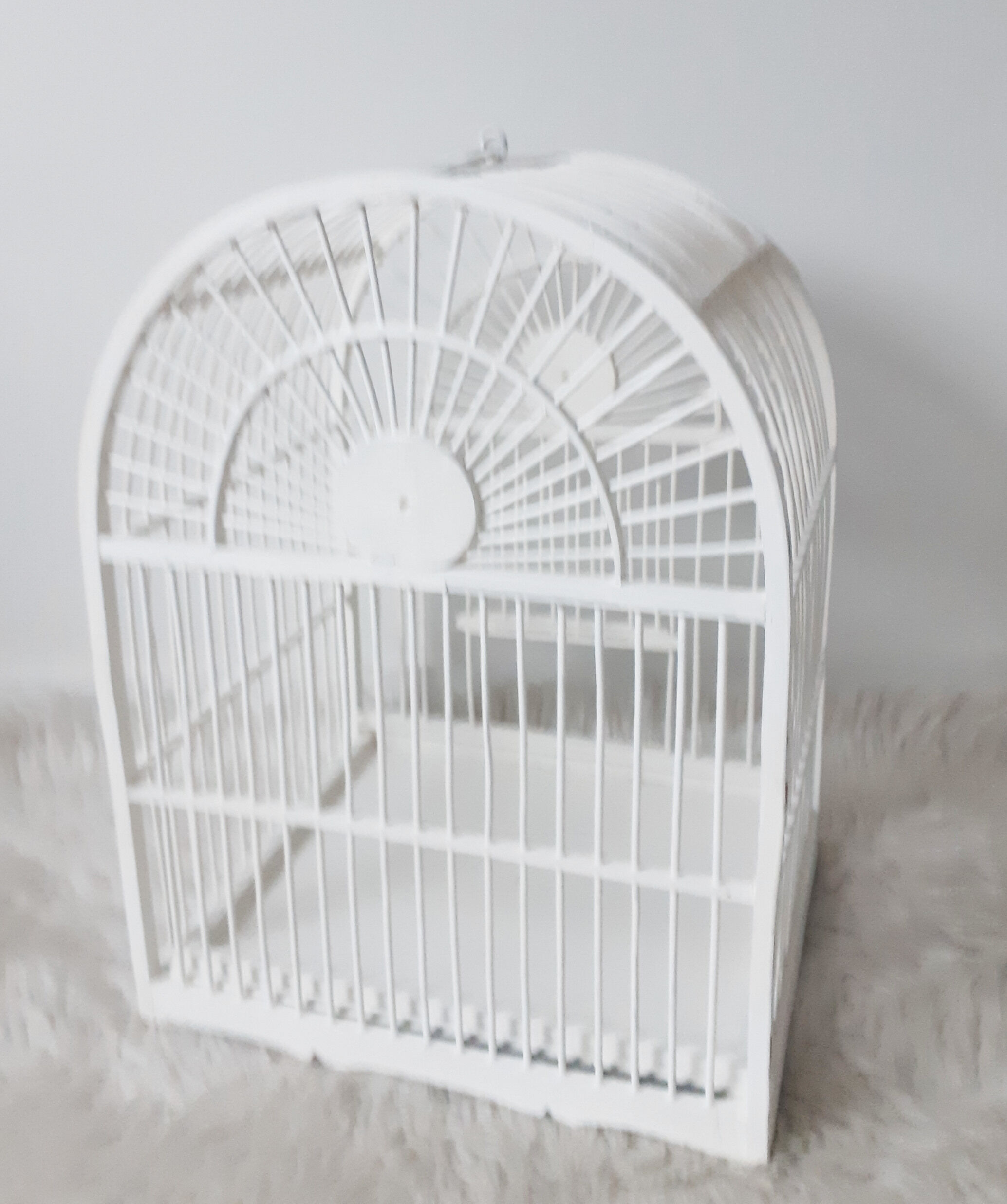 Vintage white cage for wooden decoration