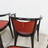 Set of 6 Baumann Diese model armchairs, Pagnon Pelhaître design, Wenge and red color