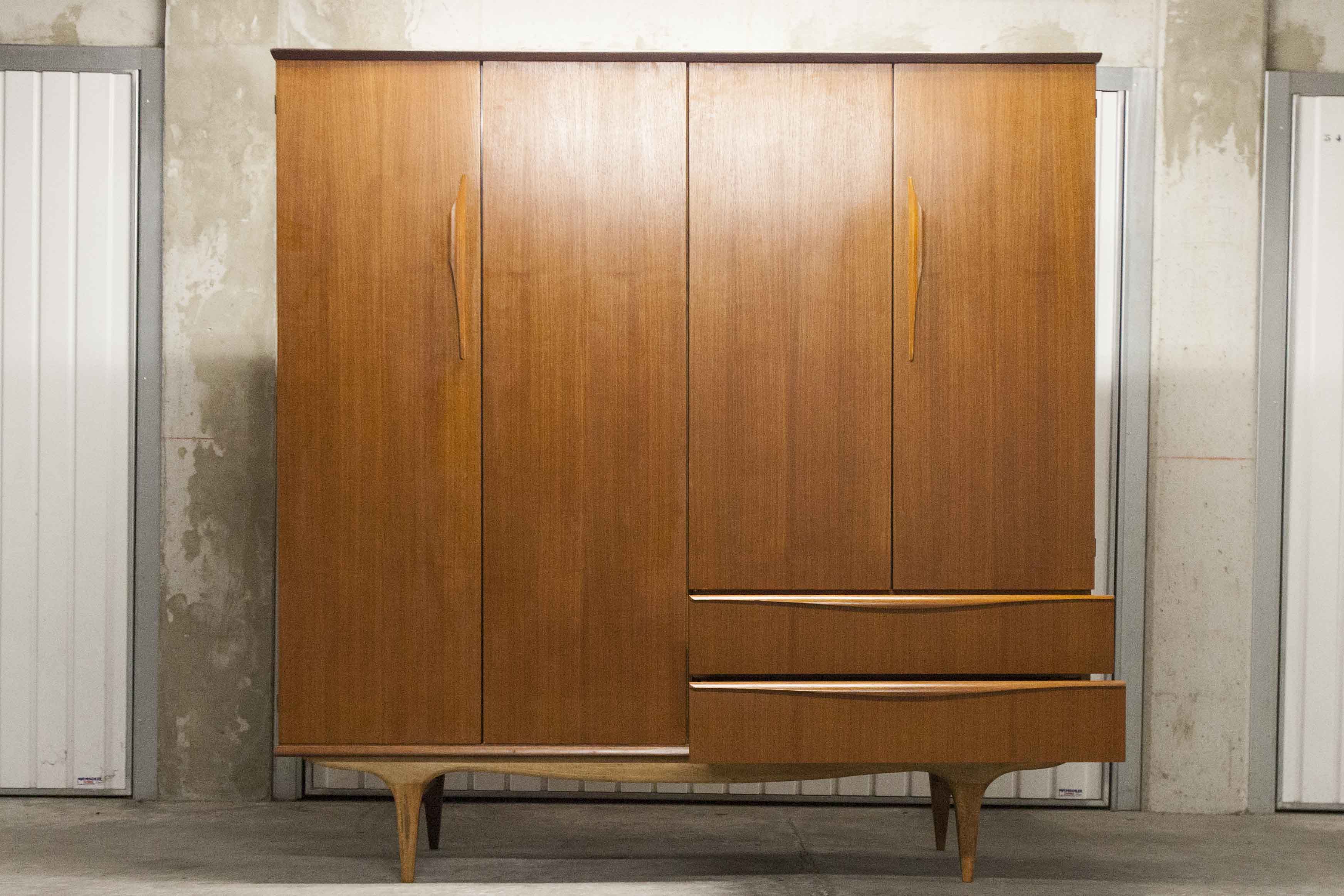 Scandinavian teak cabinet 1960 with mounting plan