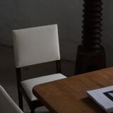 Set of 6 Swedish Grace dining chairs in birch with new upholstery, 1920s.