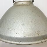 Grey metal industrial factory hanging lamp, 1960s