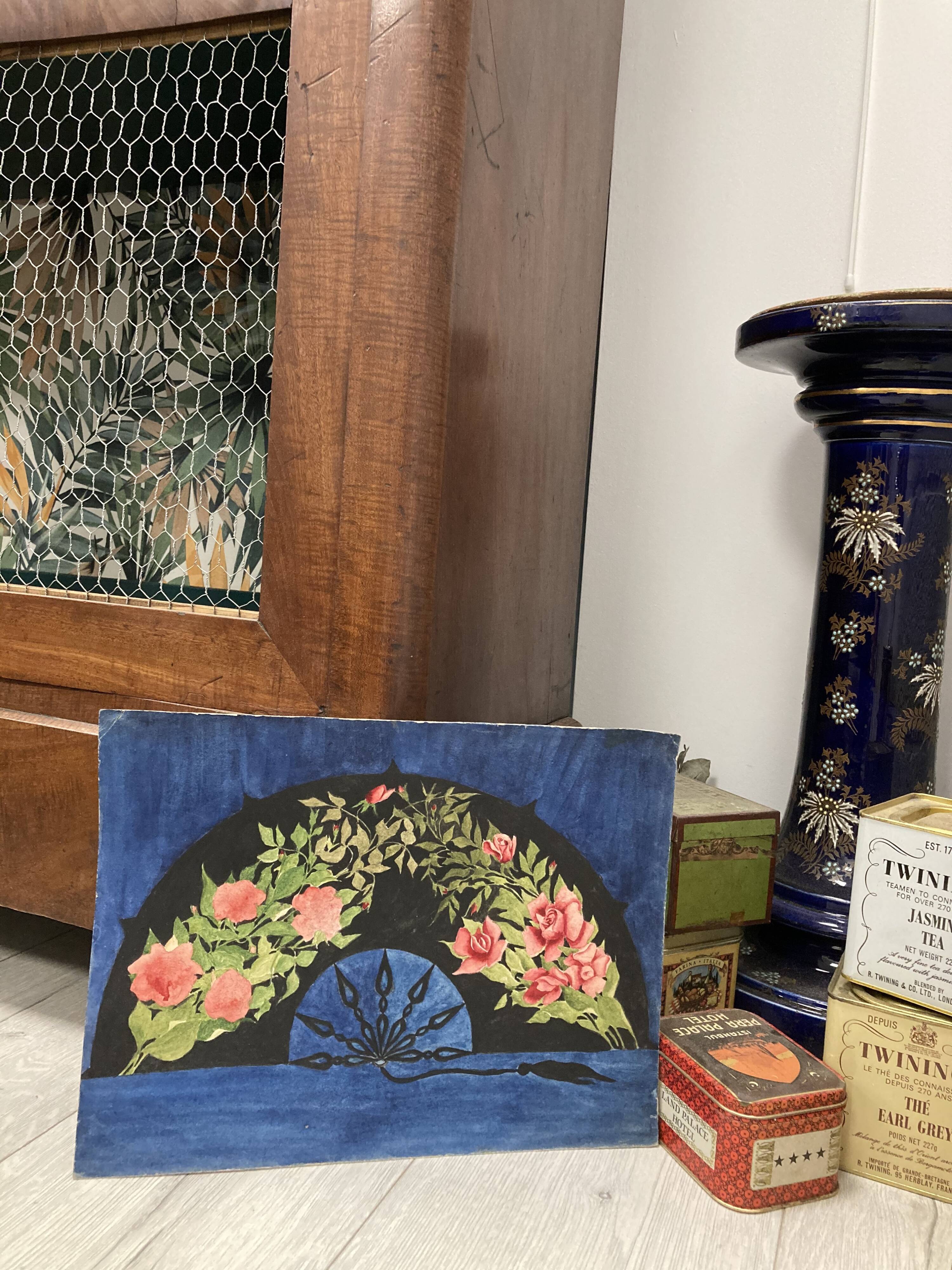 Watercolor with vintage fan