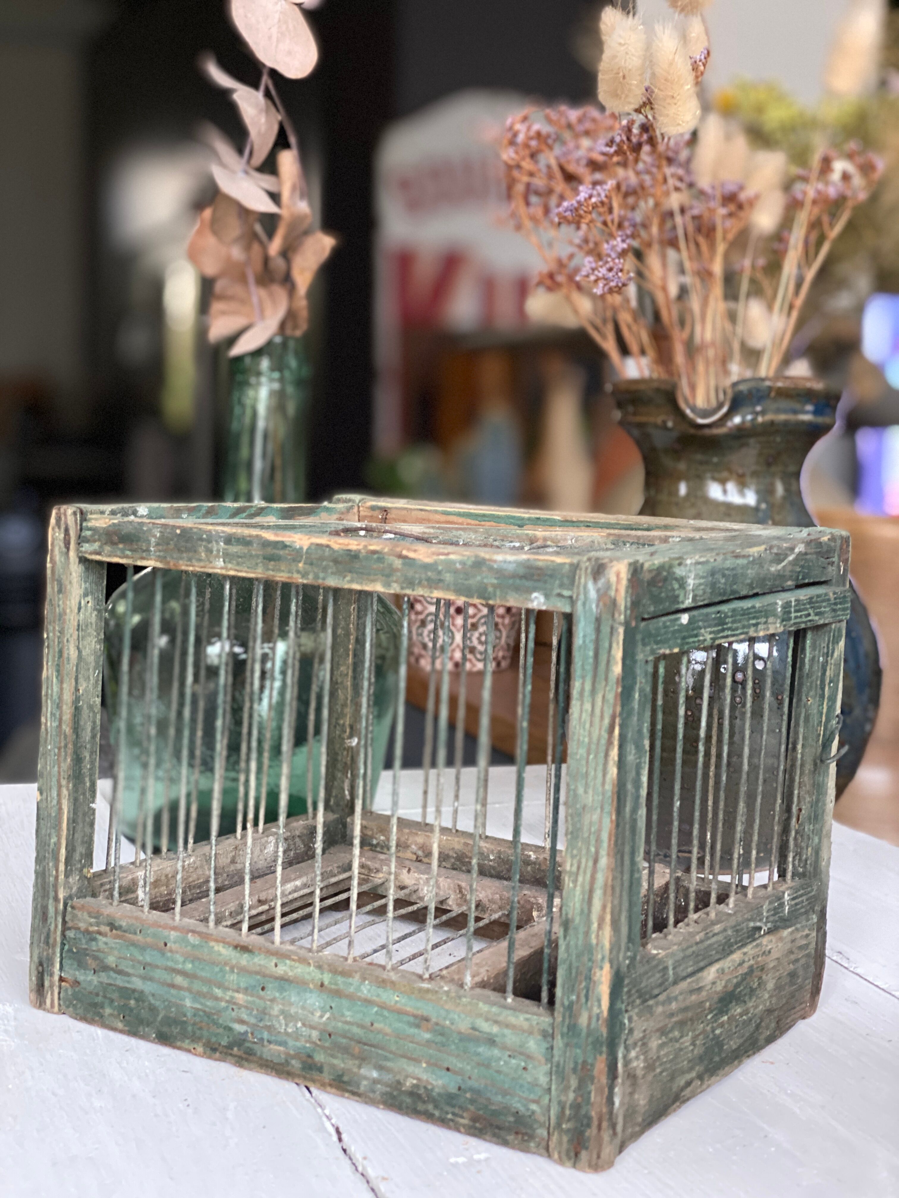 Cage à oiseaux en bois et acier
