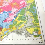 Old map of France the central massif in 1950 43x43cm