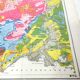 Old map of France, the Massif Central in 1950, 43x43cm.