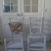 Pair of pray god patinated gray pearl waxed finish, seats mulched and bleached