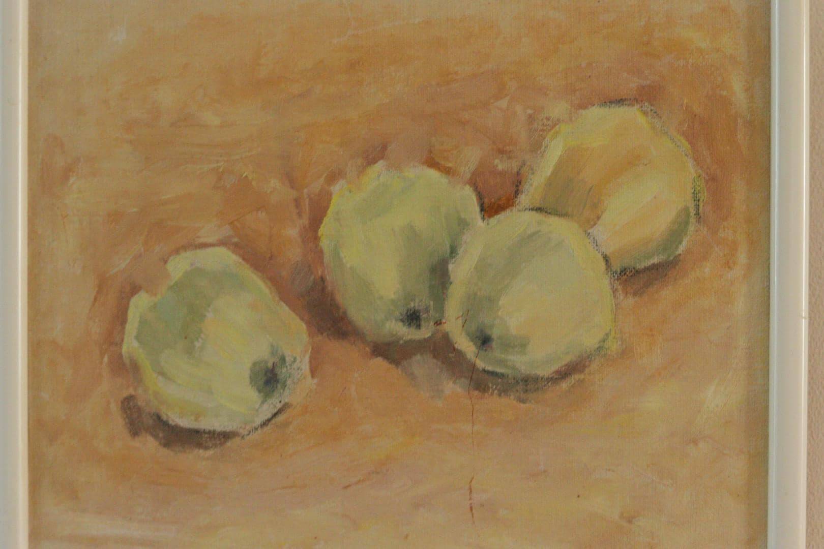 Oil on panel "Four Apples" by Torgny Karlsson