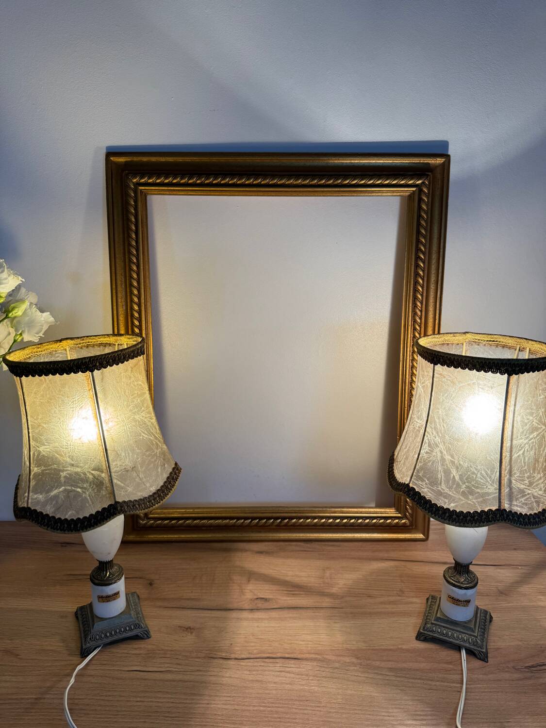 Pair of alabaster lamps