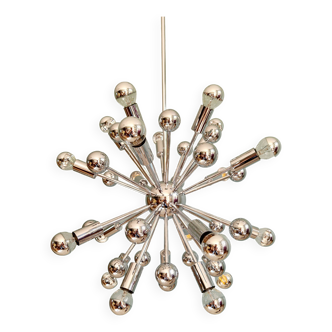 Sputnik chandelier in chromed metal, 20 light points, 70s