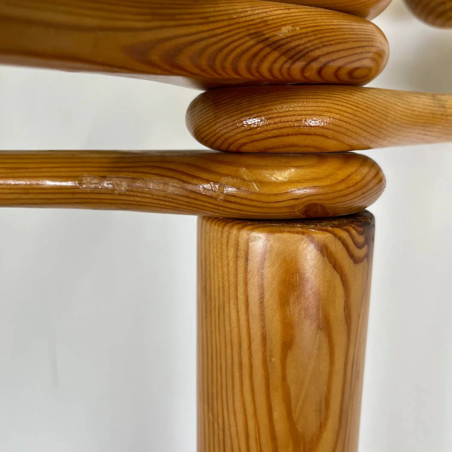 Freestanding pine coat rack with articulated arm, 1970/80 MCM