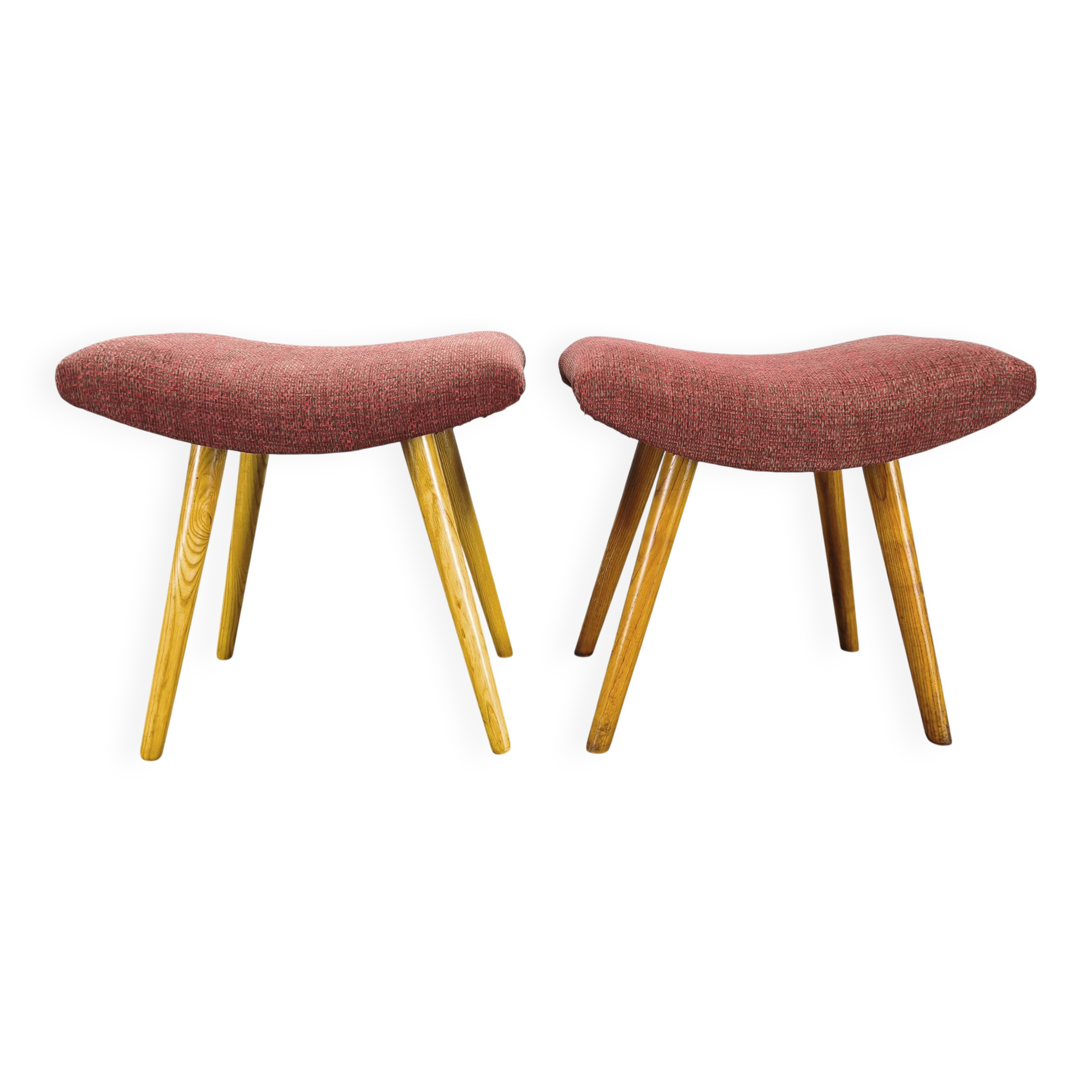 Pair of mid-century maple stools from the 1960s, Czechoslovakia.