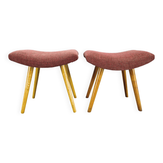 Pair of mid-century maple stools from the 1960s, Czechoslovakia.