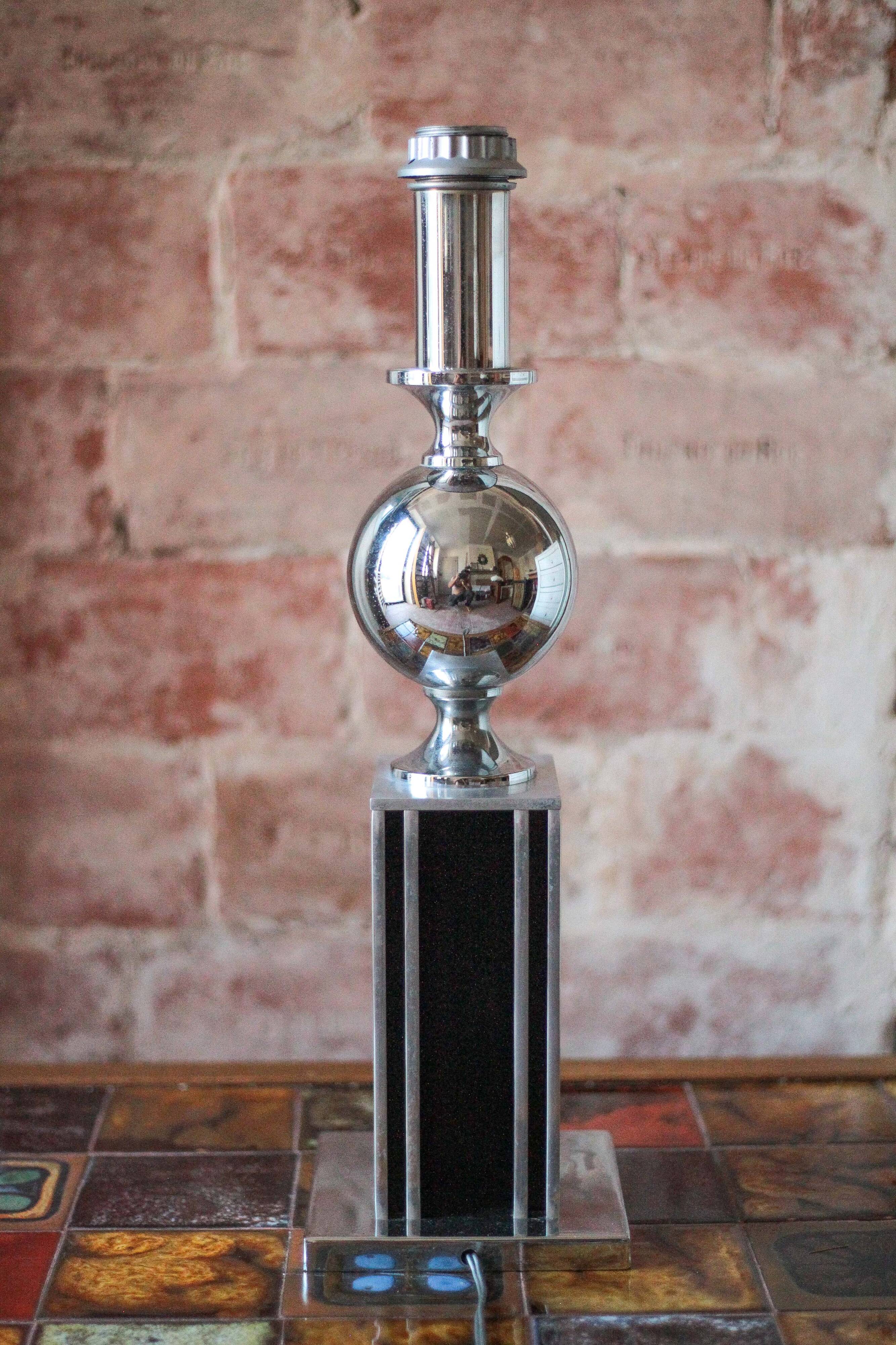Large floor lamp from Maison Barbier, chrome Bauhaus design lamp.