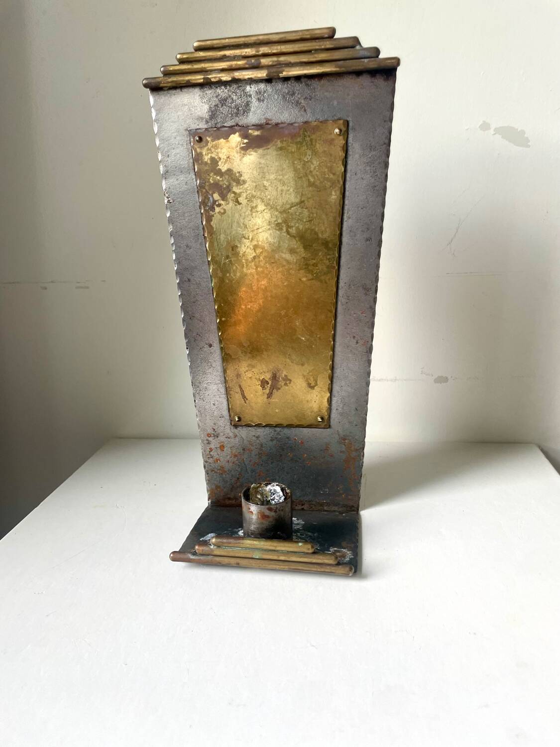 Art Deco metal & Brass Wall Candle Sconce