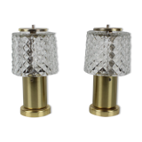 2 lampes de table en or du milieu du siècle, Kamenický Šenov, Preciosa, années 1970