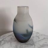 Art Nouveau vase by Gallé in acid-etched glass paste with vegetation
