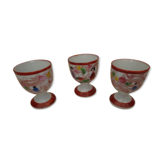 suite of 3 stand-up coquetiers in Japanese decoration