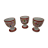 Suite de 3 coquetiers sur pied en porcelaine décor japonais