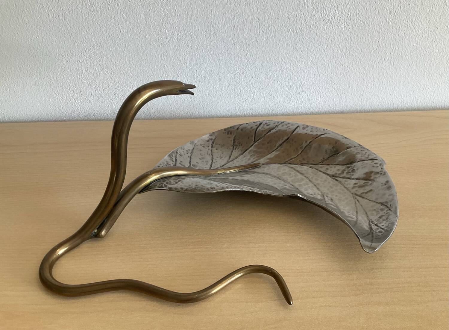 Art Nouveau brass and silver-plated metal pocket emptier