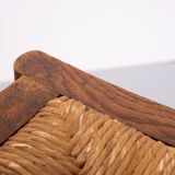 Brutalist curved solid Oak Ottomans 1950s France