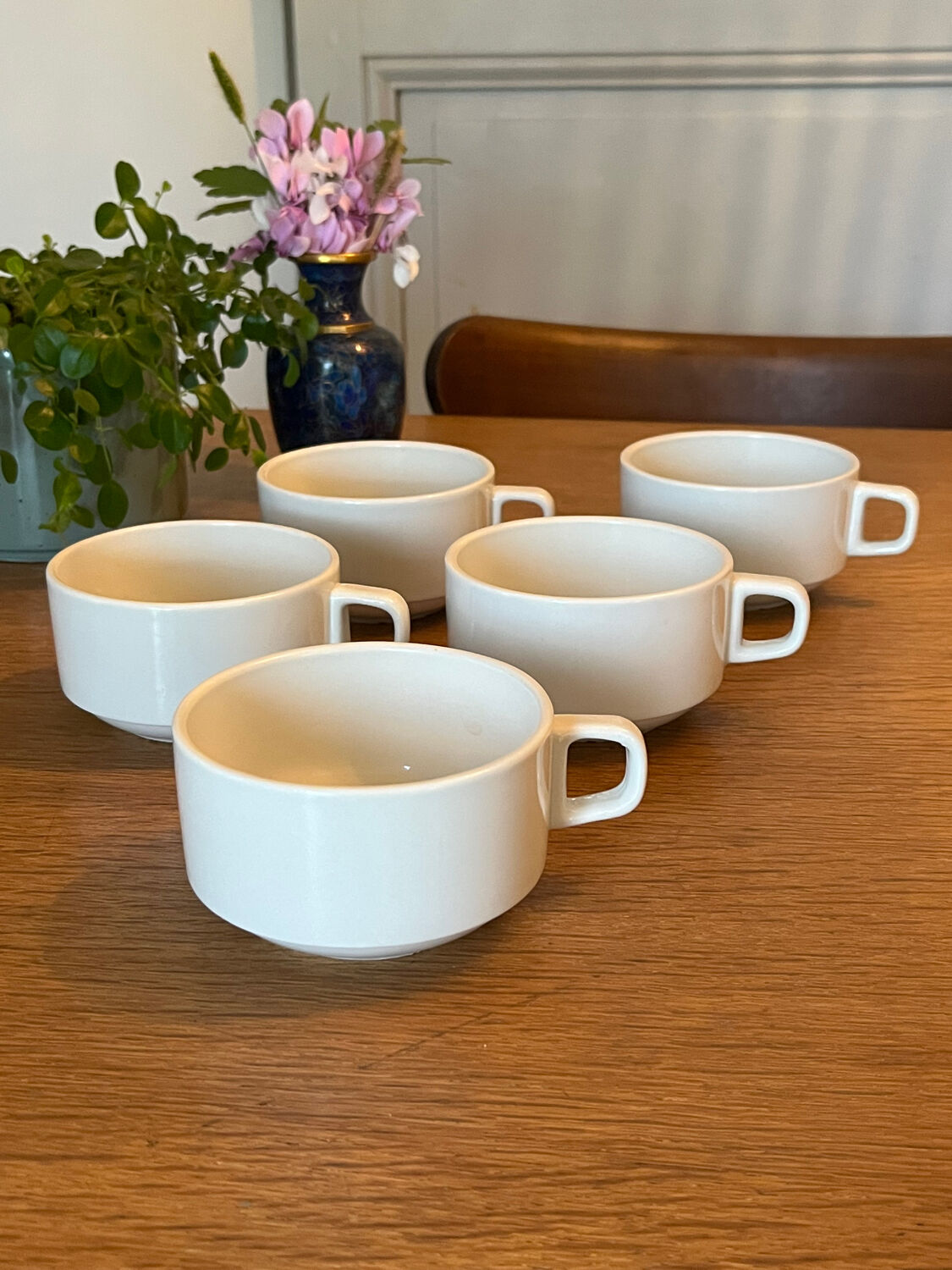 Stackable ceramic cups from Sarreguemines