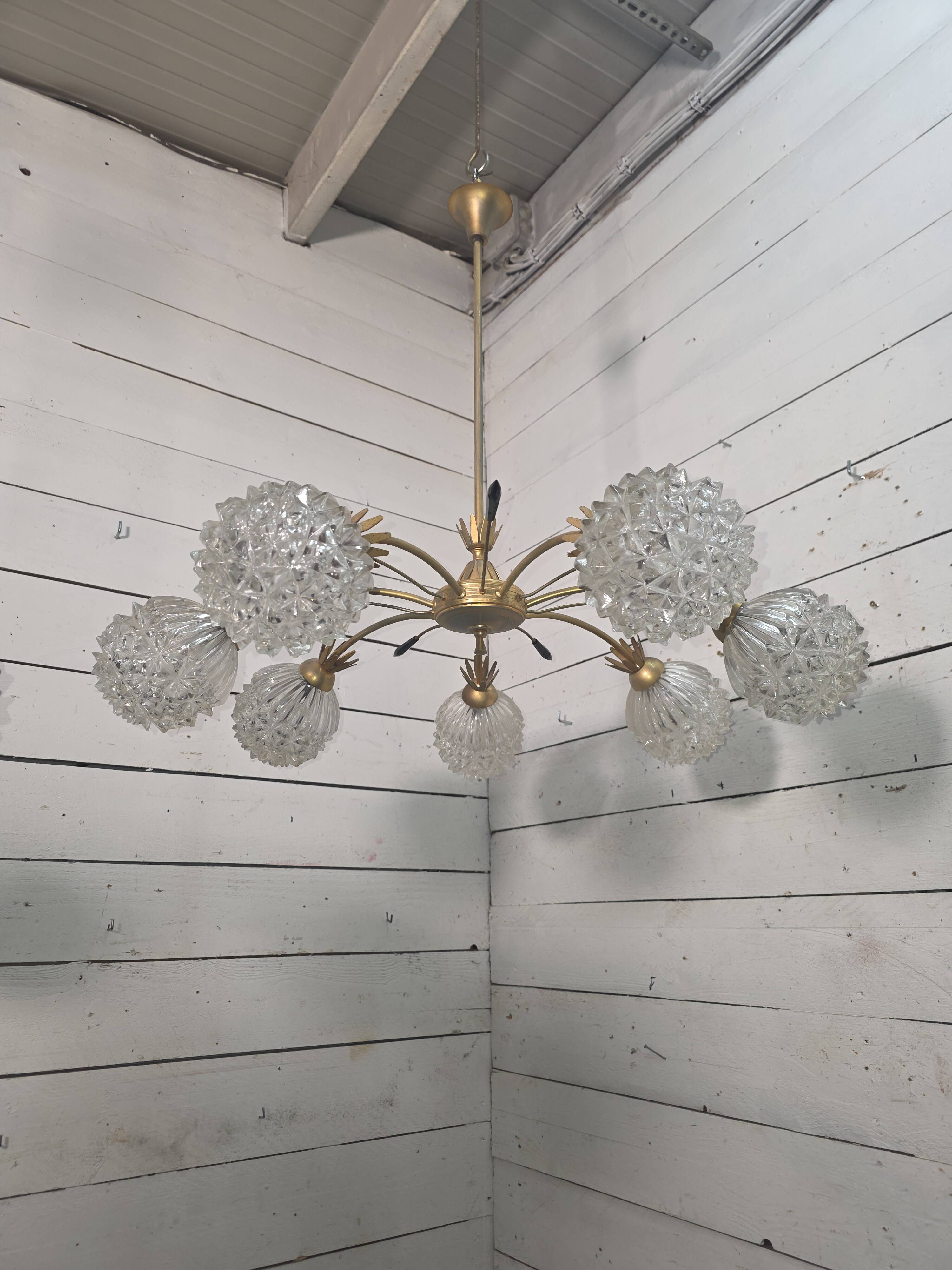 Vintage chandelier with 7 lights from the 60s/70s.