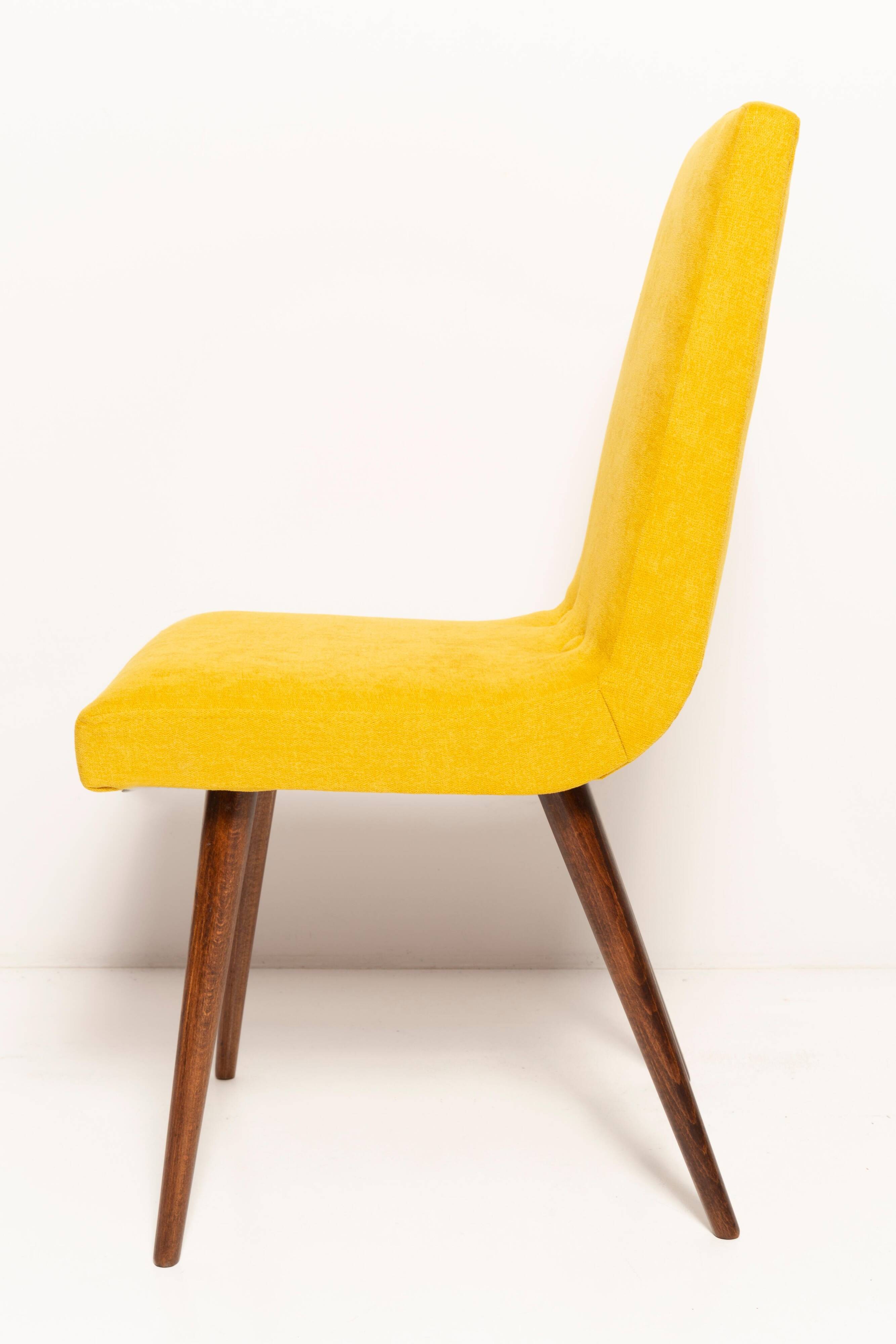 Mustard yellow wool chair from the 20th century, Rajmund Hałas, Europe, 1960s