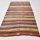 5x8 Kilim Striped Multicolor Kilim Rug,Oushak Handmade Area Rug,134x2145 Cm