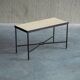 Set of 2 minimalist metal side tables with plaster-fiber tops