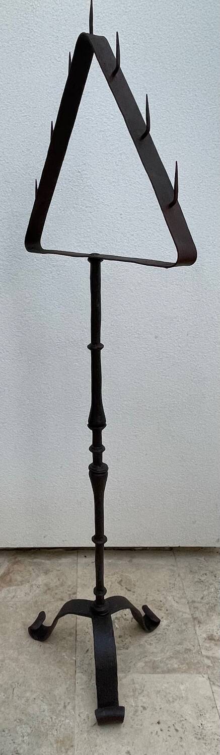 Floor-standing chandelier / antique candle holder, made of wrought iron.