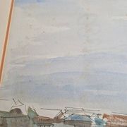 Henri Epstein (1891-1944) - Watercolour on paper - Busy port - Signed