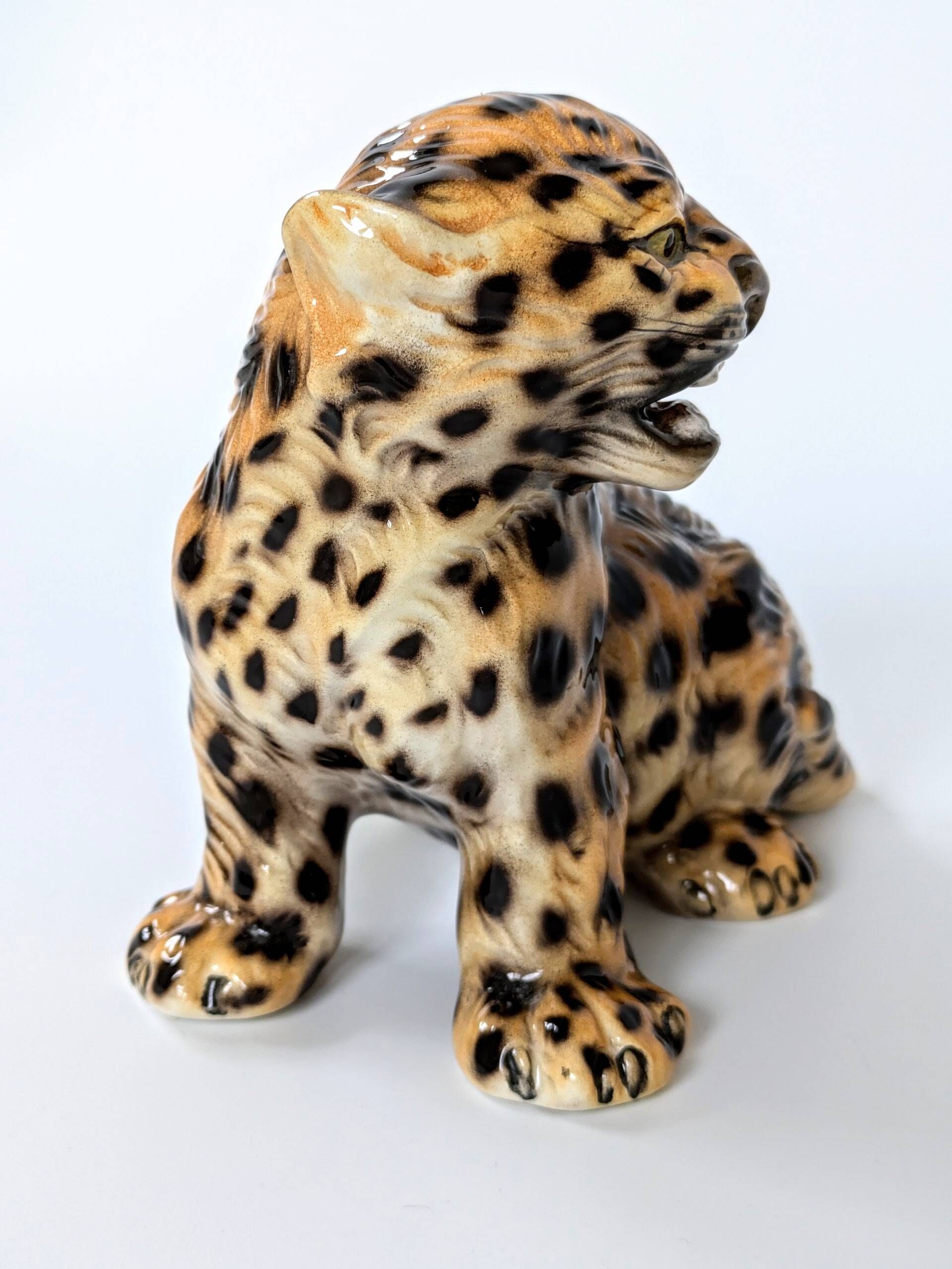 Porcelain Leopard Figurine | Ronzan Italy | 1960s